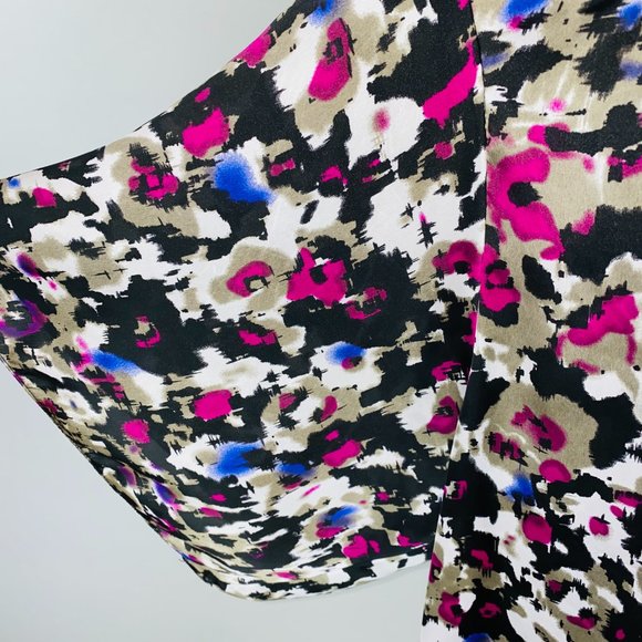 Nicole by Nicole Miller Splatter Abstract Print Top XL - Picture 3 of 5